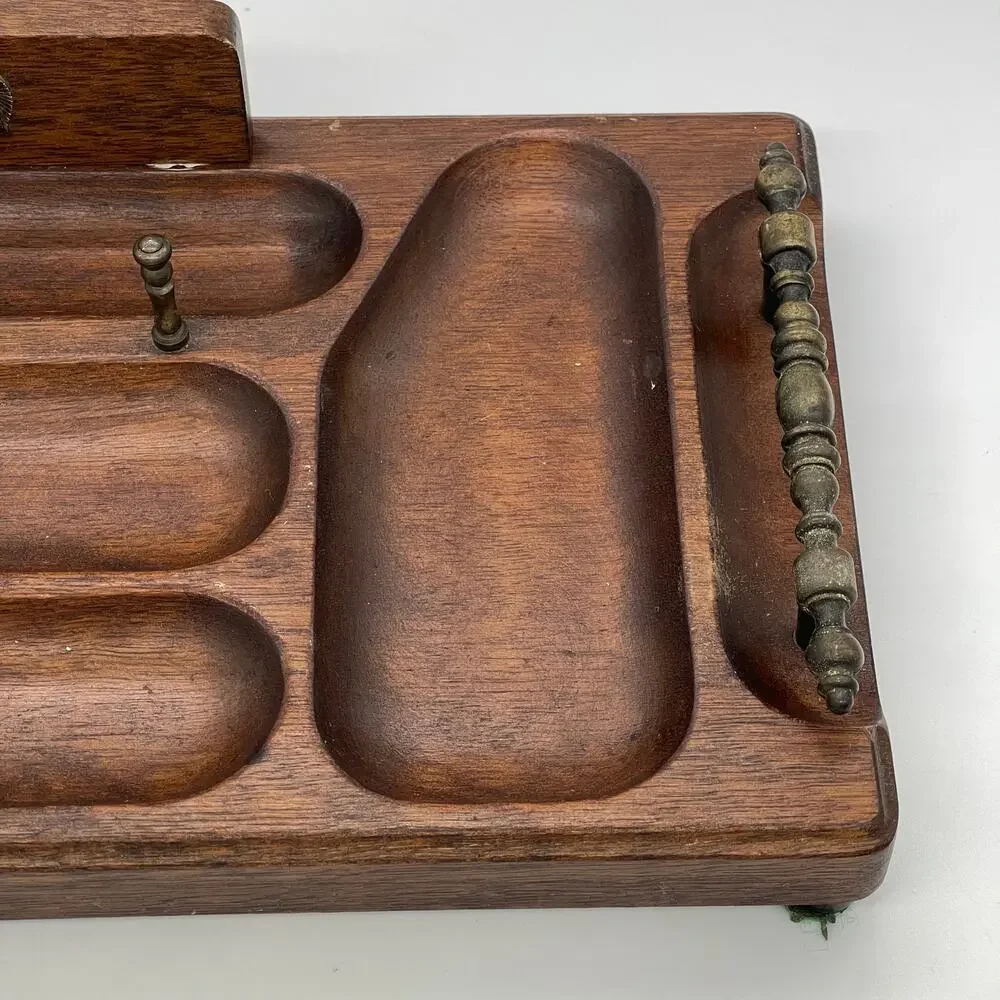Vintage Mid Century Swank Wooden Valet / Organizer Catchall Tray Made in Japan